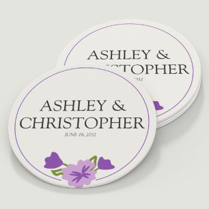 Paarse Waterverf Wildflower Wedding Ronde Kartonnen Onderzetter