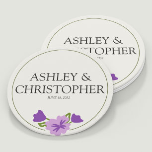 Paarse Waterverf Wildflower Wedding Ronde Kartonnen Onderzetter
