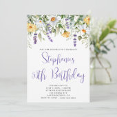 Paarse Waterverf Wildflowers Verjaardag Kaart (Staand voorkant)