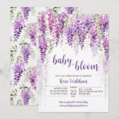 Paarse Waterverf Wisteria-Baby shower Kaart (Voorkant / Achterkant)