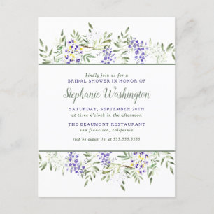 Paarse Waterverf Wisteria Floral Vrijgezellenfeest Uitnodiging Briefkaart