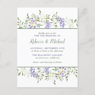 Paarse Waterverf Wisteria Floral Wedding Uitnodiging Briefkaart