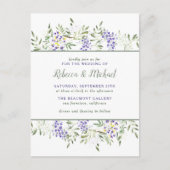 Paarse Waterverf Wisteria Floral Wedding Uitnodiging Briefkaart (Voorkant)