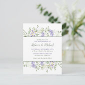 Paarse Waterverf Wisteria Floral Wedding Uitnodiging Briefkaart (Staand voorkant)