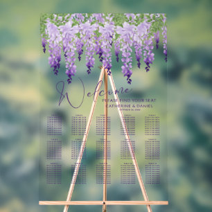 Paarse Waterverf Wisteria Lila Bloemige Bruiloft Acryl Bord