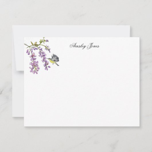 Paarse waterverf Wisteria vlakke vlakke Bedankkaart (Voorkant)