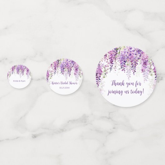 Paarse Waterverf Wisteria-Vrijgezellenfeest Confetti (Achterkanten)