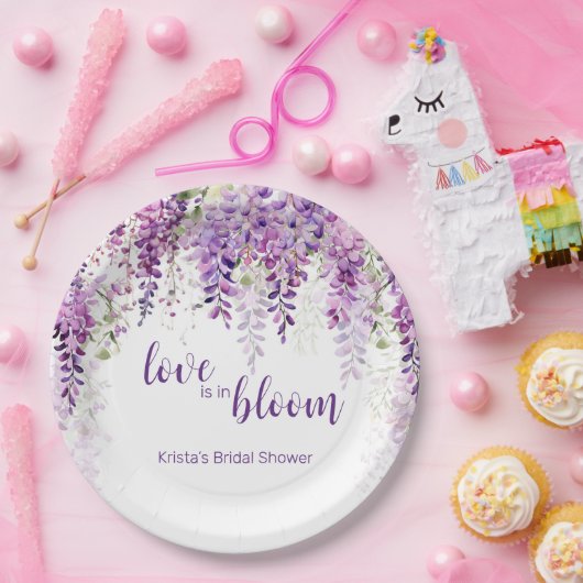 Paarse Waterverf Wisteria-Vrijgezellenfeest Papieren Bordje (Feest)