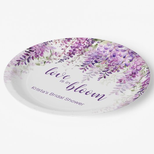 Paarse Waterverf Wisteria-Vrijgezellenfeest Papieren Bordje (Gekanteld)