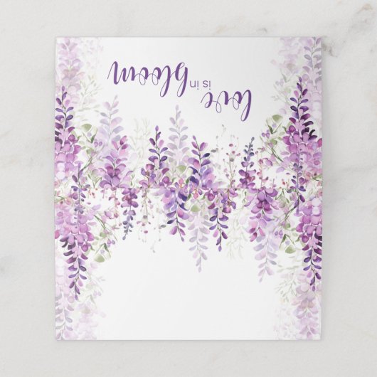 Paarse Waterverf Wisteria-Vrijgezellenfeest Plaatskaartje (Buitenkant ongevouwen)