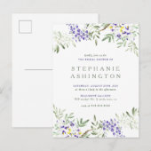 Paarse Waterverf Wisteria-Vrijgezellenfeest Uitnodiging Briefkaart (Voorkant / Achterkant)