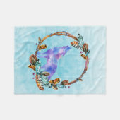 Paarse Waterverf Wolf met een Boho Krans Fleece Deken (Voorkant (Horizontaal))