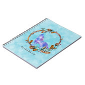 Paarse Waterverf Wolf met een Boho WreatCustom Notitieboek (Linkerzijde)