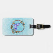 Paarse Waterverf Wolf met een Boho Wreath Bagagelabel (Voorkant horizontaal)