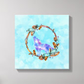 Paarse Waterverf Wolf met een Boho Wreath Canvas Afdruk (Voorkant)