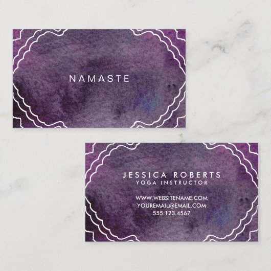 Paarse Waterverf Yoga-leraar Namaste Visitekaartje (Voorkant / Achterkant)