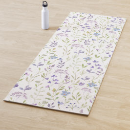Paarse Waterverf Yoga Mat met Wilde Bloemen