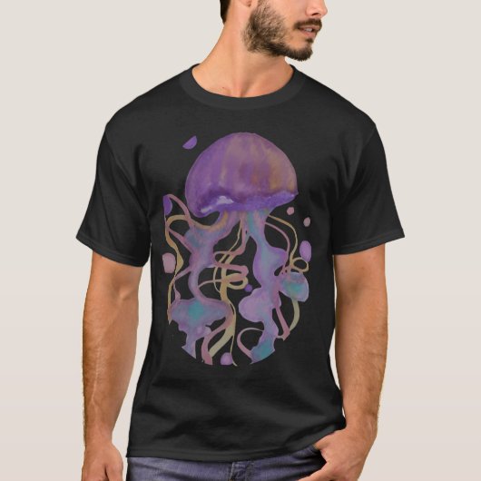 Paarse waterverfkwal t-shirt (Voorkant)