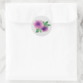 Paarse Waterverfrozen Ronde Sticker (Tas)