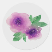 Paarse Waterverfrozen Ronde Sticker (Voorkant)