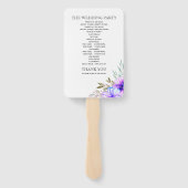 Paarse waterverven bruiloft programma hand-fan handwaaier (Achterkant)