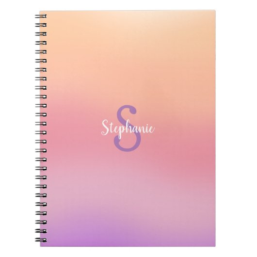 Paarse Waterverven Monogram Notitieboek (Voorkant)