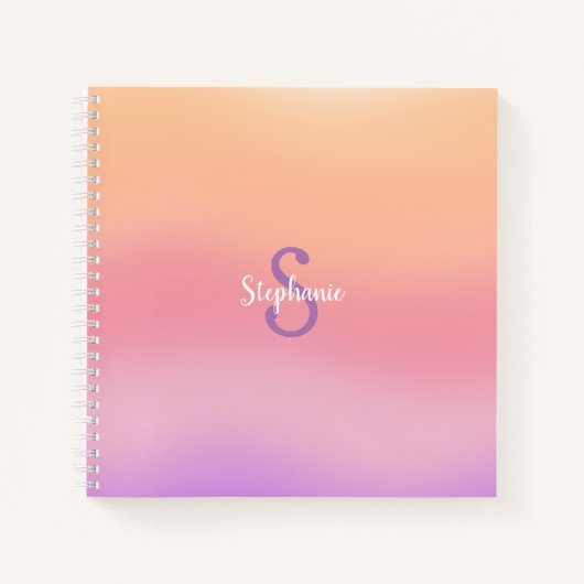 Paarse Waterverven Monogram Notitieboek (Voorkant)