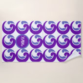 Paarse Wave Logo Monogram Strandlaken (Voorkant)