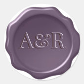 Paarse Wax seal Sticker monogram, (Voorkant)