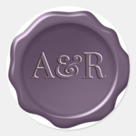 Paarse Wax seal Sticker monogram,