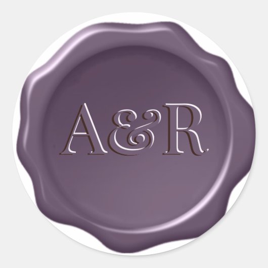 Paarse Wax seal Sticker monogram, (Voorkant)