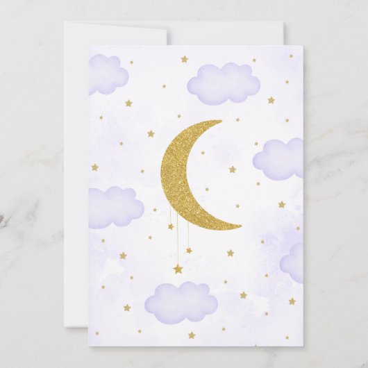 Paarse We Are Over The Moon Baby shower Kaart (Achterkant)