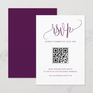 Paarse we doen moderne kalligrafie bruiloft QR-cod RSVP Kaartje
