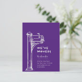 Paarse We hebben noodlijdende brievenbus verplaats Briefkaart (Staand voorkant)