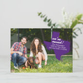 Paarse We hebben verhuisd - Dotted Texas Moving Aankondiging (Staand voorkant)