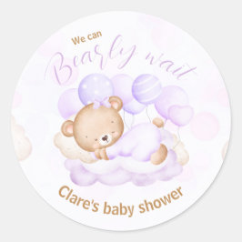 Paarse We kunnen bijna Baby shower Stickers wachte