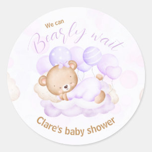 Paarse We kunnen bijna Baby shower Stickers wachte