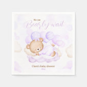 Paarse We kunnen bijna wachten Baby shower servett Servet (Voorkant)