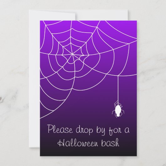 Paarse web van angst Halloween-feest Kaart (Voorkant)