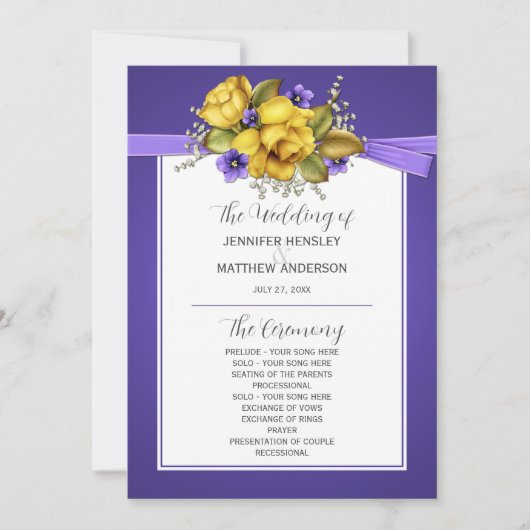 Paarse weddenschappen met gele rozen kaart (Voorkant)