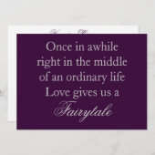 Paarse weddenschappen met liefdescitaat kaart (Voorkant / Achterkant)