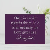 Paarse weddenschappen met liefdescitaat kaart (Staand voorkant)