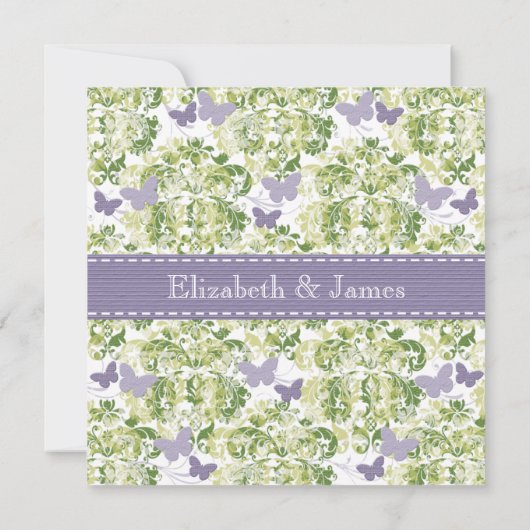 Paarse weddenschappen met vlinders kaart (Achterkant)