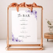 Paarse Wedding Bar Menu Sign Sjabloon Poster