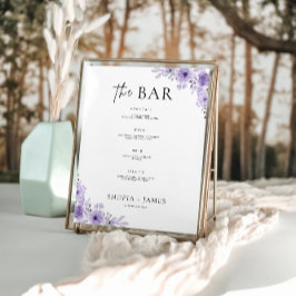 Paarse Wedding Bar Menu Sign Sjabloon Poster
