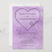  Paarse Wedding Heart Waterverf Grunge Kaart (Voorkant)