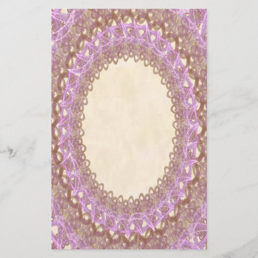  Paarse Wedding Lace Stationery Pagina's Briefpapier (Voorkant)