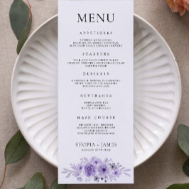 Paarse Wedding Menu Kaarten Sjabloon