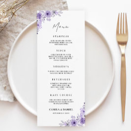 Paarse Wedding Menu Kaarten Sjabloon