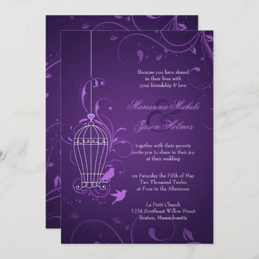 Paarse wedstrijd met RSVP & Info Kaart (Voorkant / Achterkant)